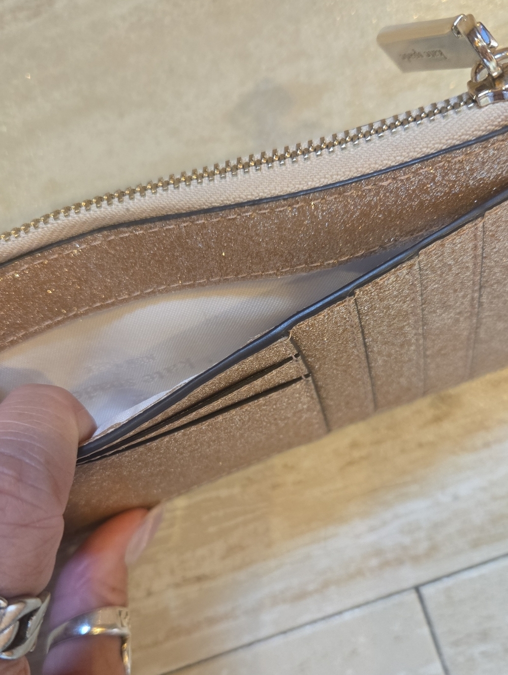 Kate Spade New York Gold Glitter Slim Wallet - Picture 7 of 10